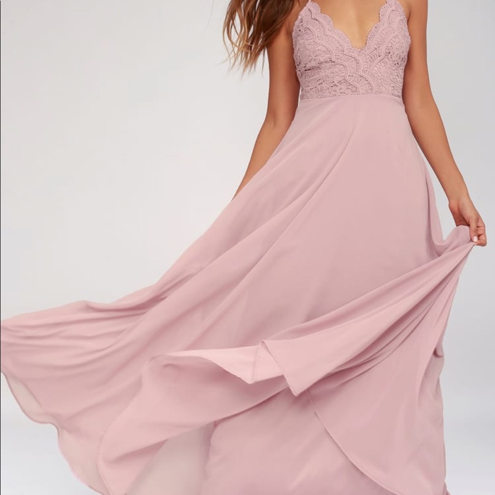 Madalyn Dusty Lavender Lace Maxi Dress